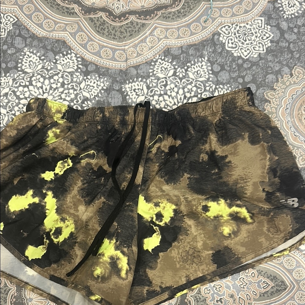 New Balance Black and Yellow Patterned Shorts